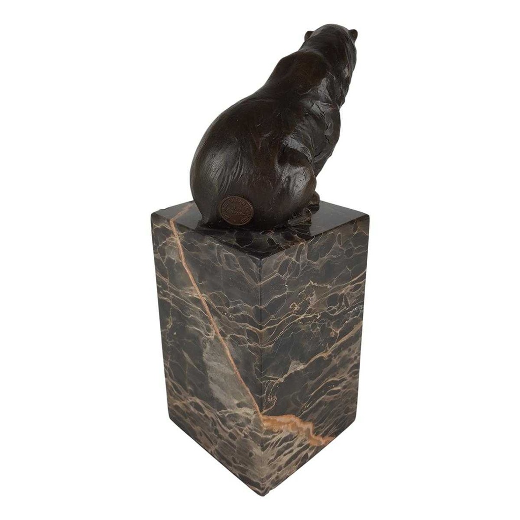 [LA-45263] Bronzeskulptur Bronzefigur Sitzender Bär Bild 4