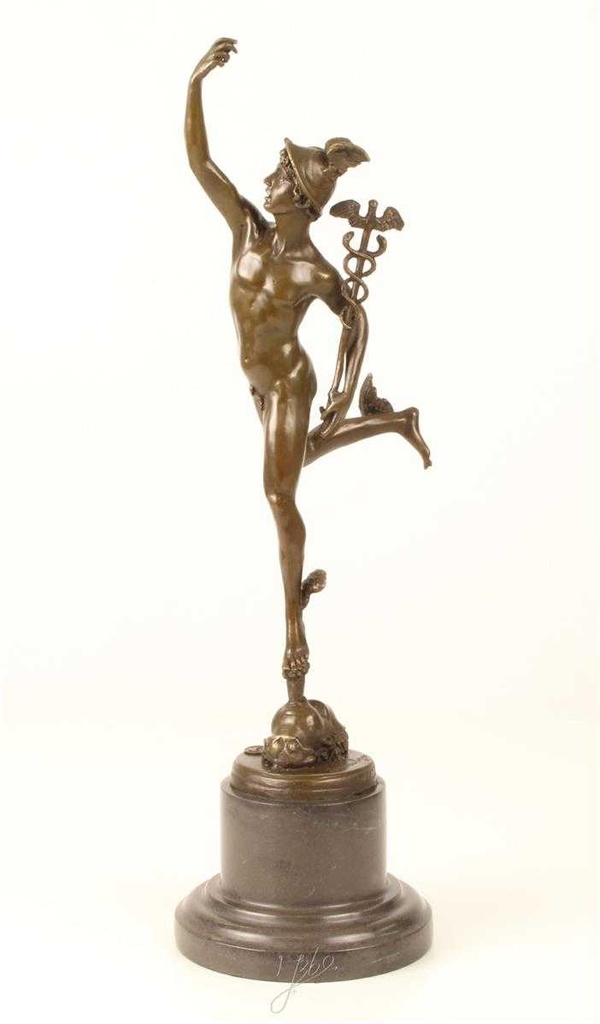[LA-45264] Bronzeskulptur Bronzefigur Merkur Bild 3