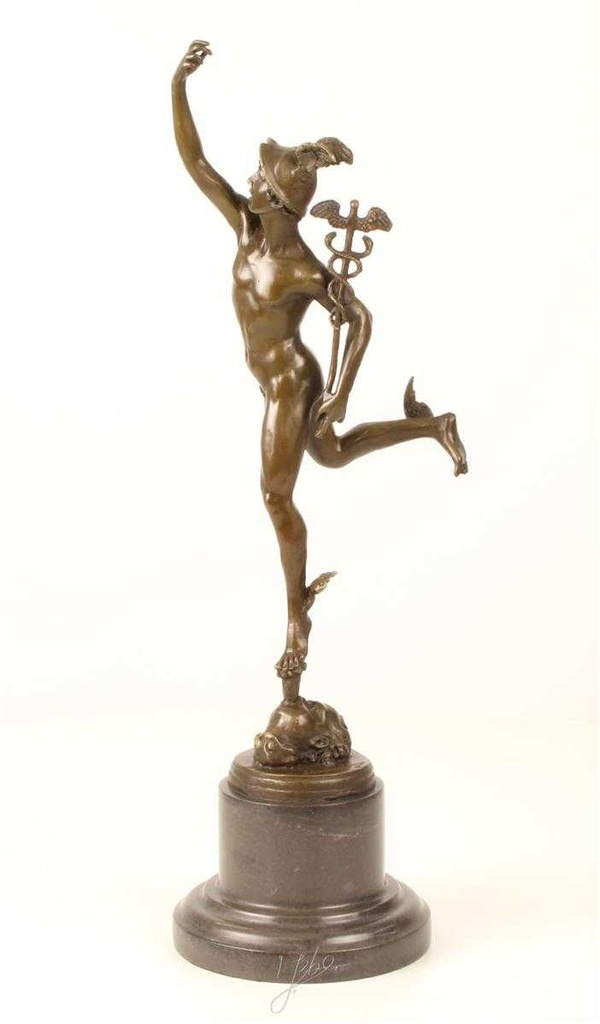 [LA-45264] Bronzeskulptur Bronzefigur Merkur Bild 4