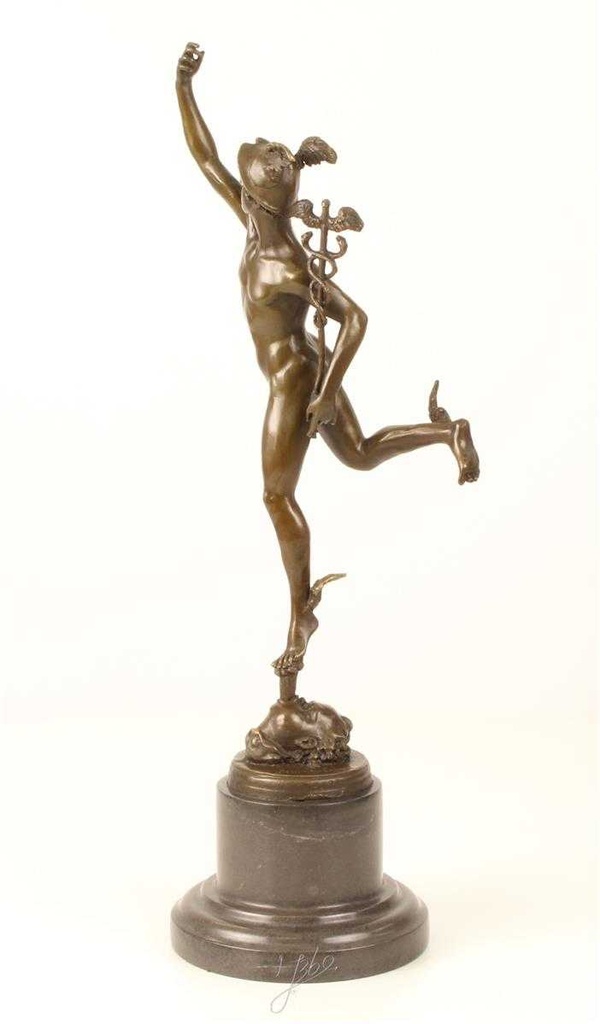 [LA-45264] Bronzeskulptur Bronzefigur Merkur Bild 5