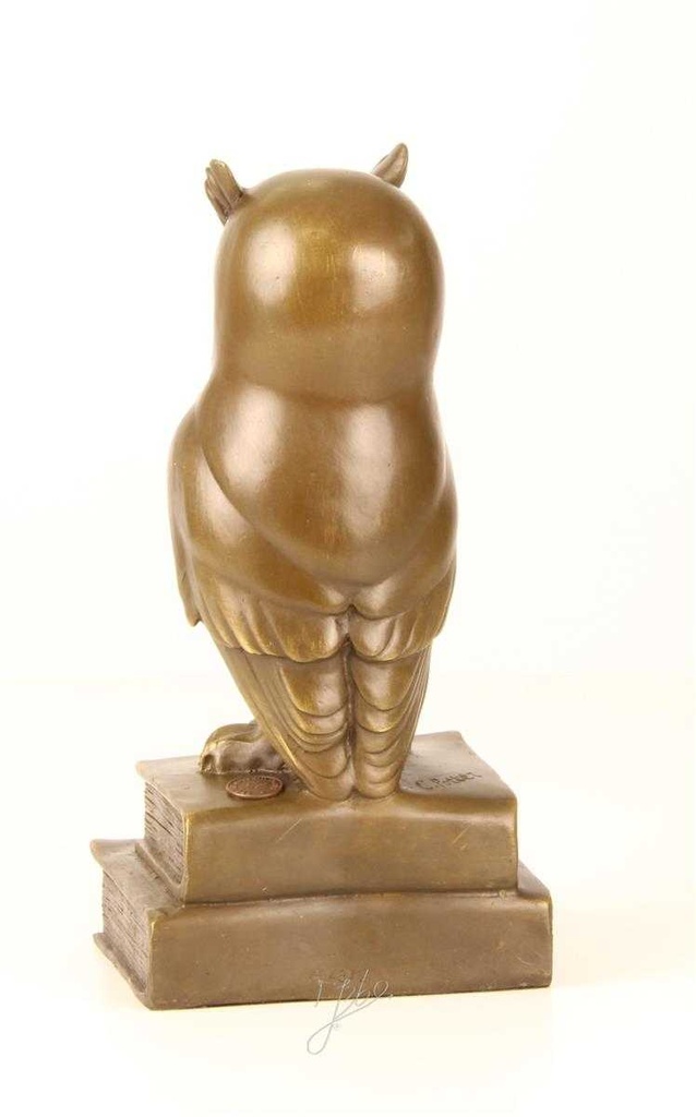 [LA-45267] Bronzeskulptur Bronzefigur Weise Eule Uhu Bild 9