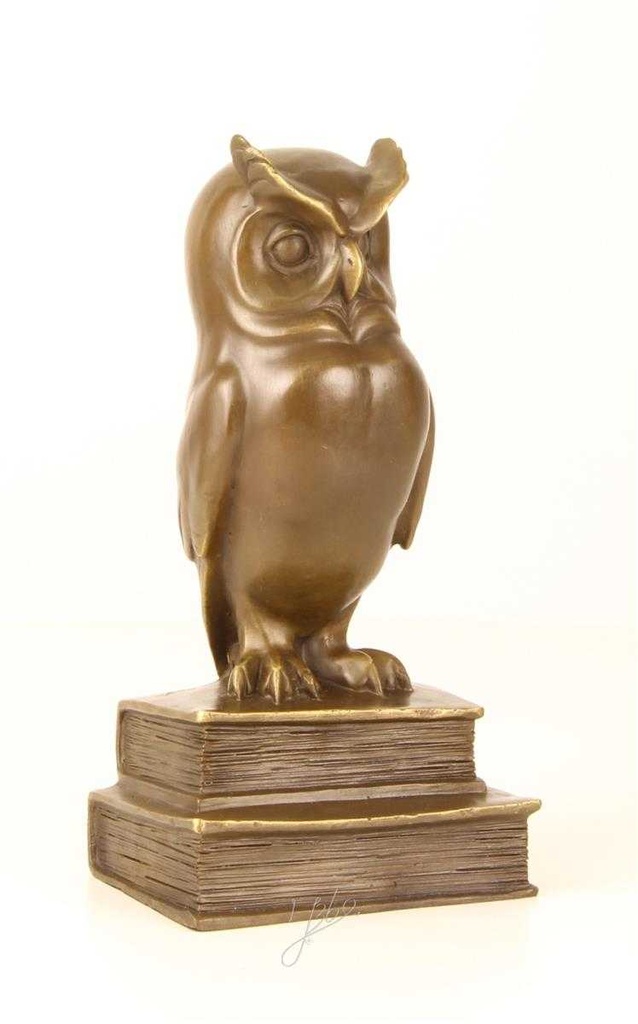 [LA-45267] Bronzeskulptur Bronzefigur Weise Eule Uhu Bild 16