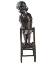 [LA-45272] Bronzeskulptur Bronzefigur Mädchen Auf Hocker Bild 3