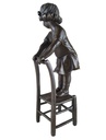 [LA-45272] Bronzeskulptur Bronzefigur Mädchen Auf Hocker Bild 4