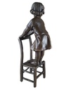 [LA-45272] Bronzeskulptur Bronzefigur Mädchen Auf Hocker Bild 5