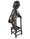 [LA-45272] Bronzeskulptur Bronzefigur Mädchen Auf Hocker Bild 7
