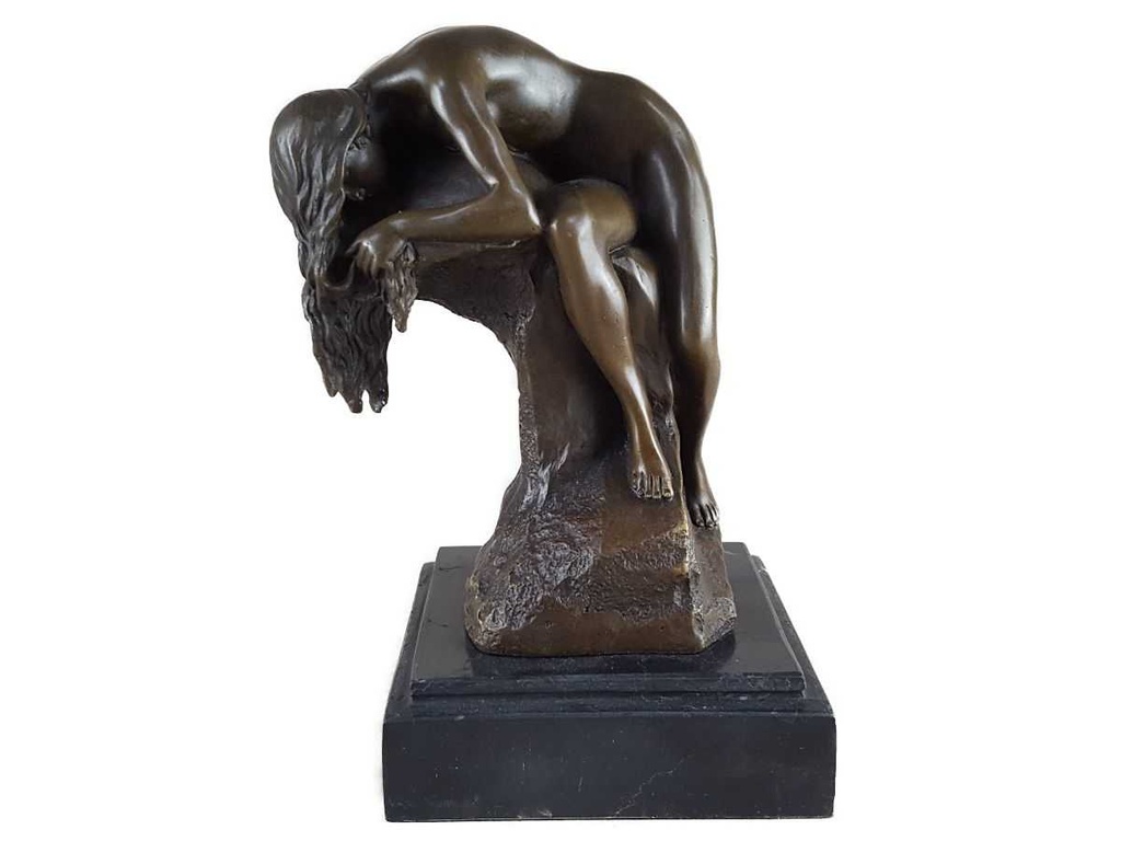 [LA-45345] Bronzeskulptur Bronzefigur Frau Schlafend Bild 9