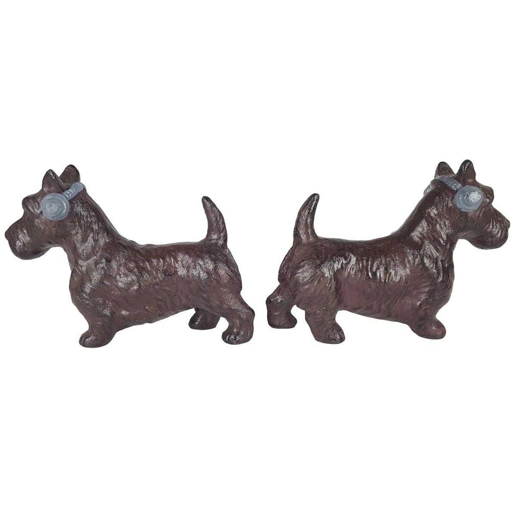 [LA-45414] Figur Gusseisen Dackel und Terrier mit Kopfhörer 2er Set Bild 6