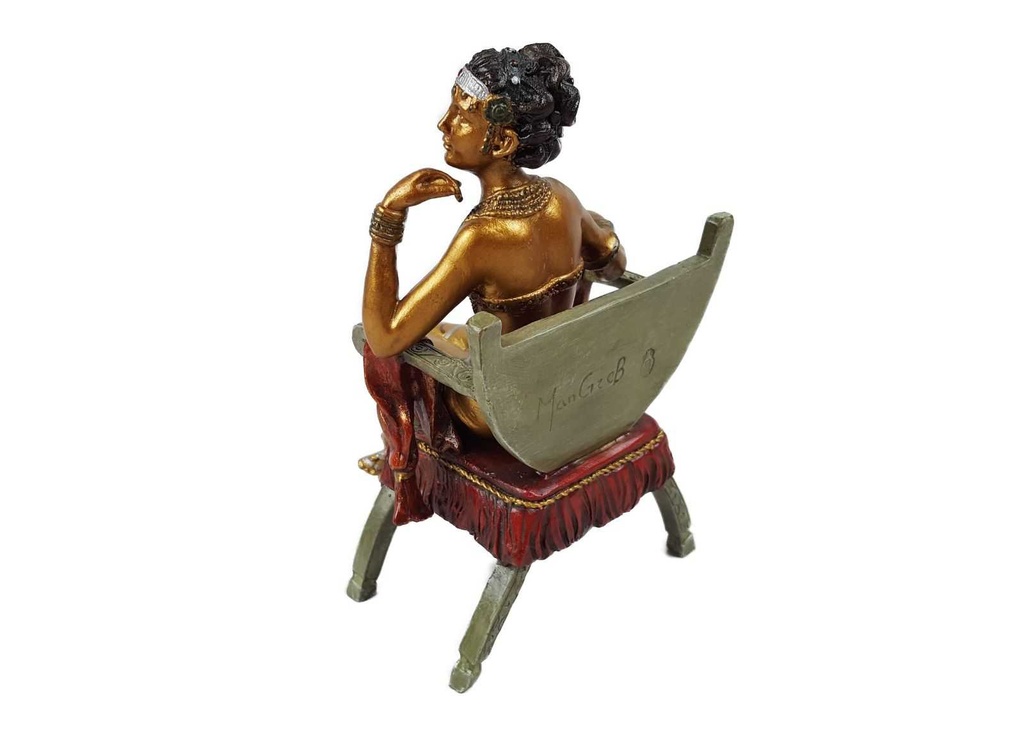[LA-45680] Bronzeskulptur Bronzefigur Frau Sitzend Auf Einem Kurulischen Sessel Bild 5