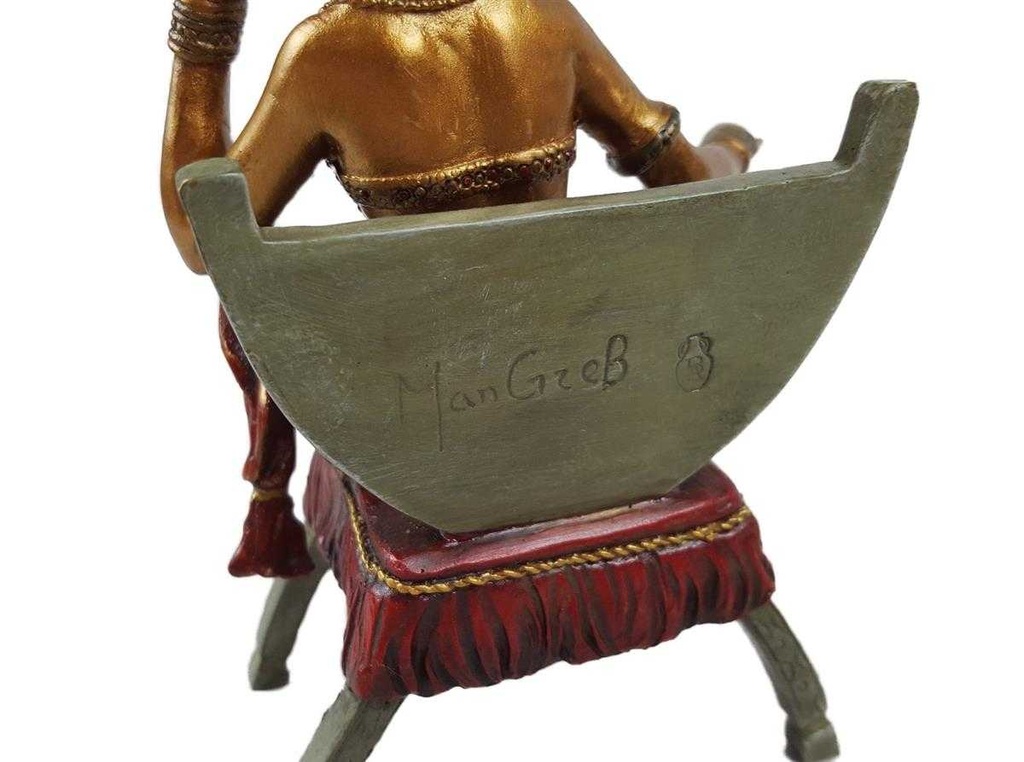 [LA-45680] Bronzeskulptur Bronzefigur Frau Sitzend Auf Einem Kurulischen Sessel Bild 6