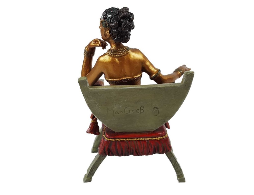 [LA-45680] Bronzeskulptur Bronzefigur Frau Sitzend Auf Einem Kurulischen Sessel Bild 7