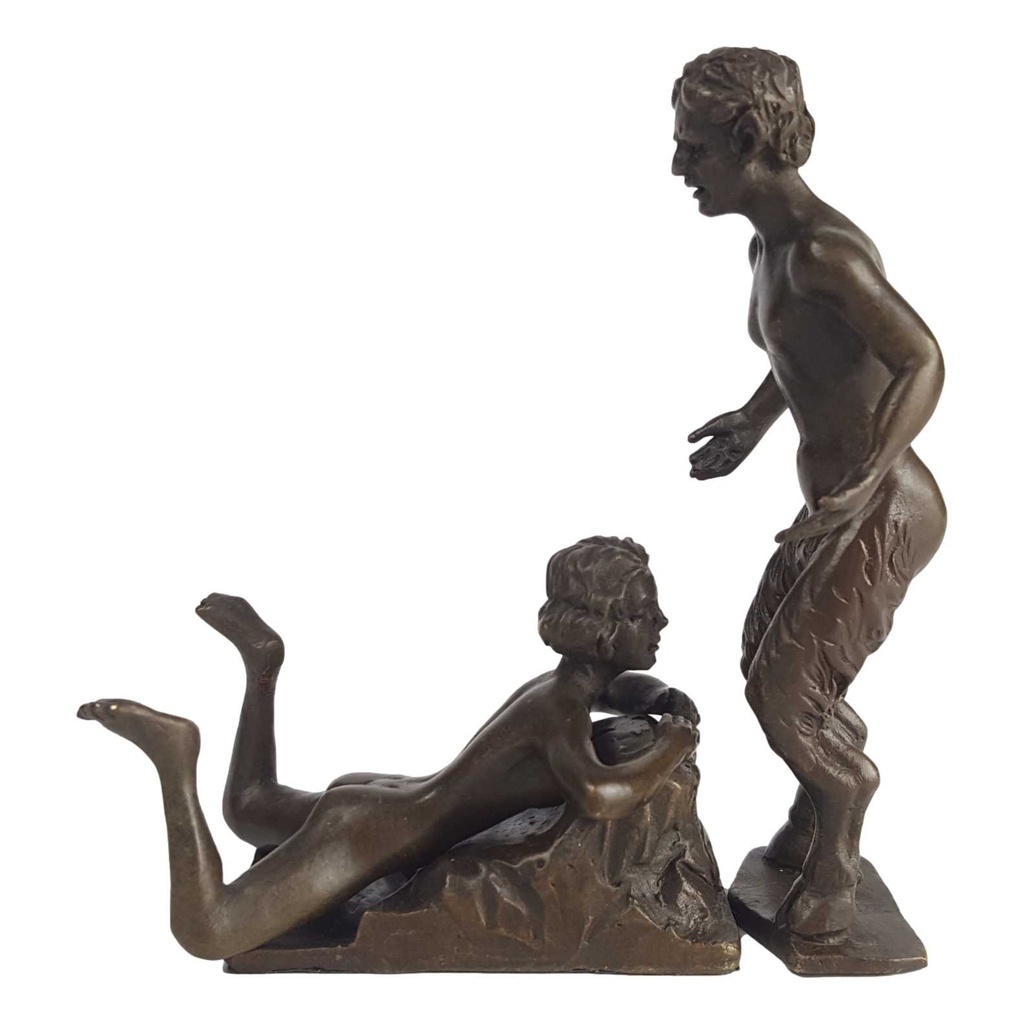 [LA-45683] Bronzeskulptur Bronzefigur Satyr mit Frau Bild 3