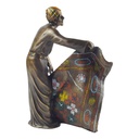 [LA-45688] Bronzeskulptur Bronzefigur Arabischer Teppichverkäufer Teppichhändler Bunt Bild 2