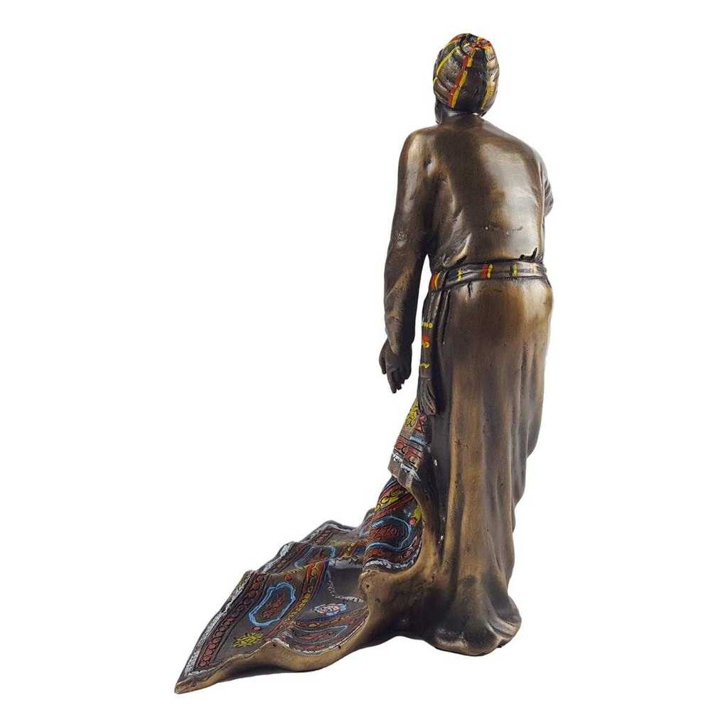 [LA-45688] Bronzeskulptur Bronzefigur Arabischer Teppichverkäufer Teppichhändler Bunt Bild 3