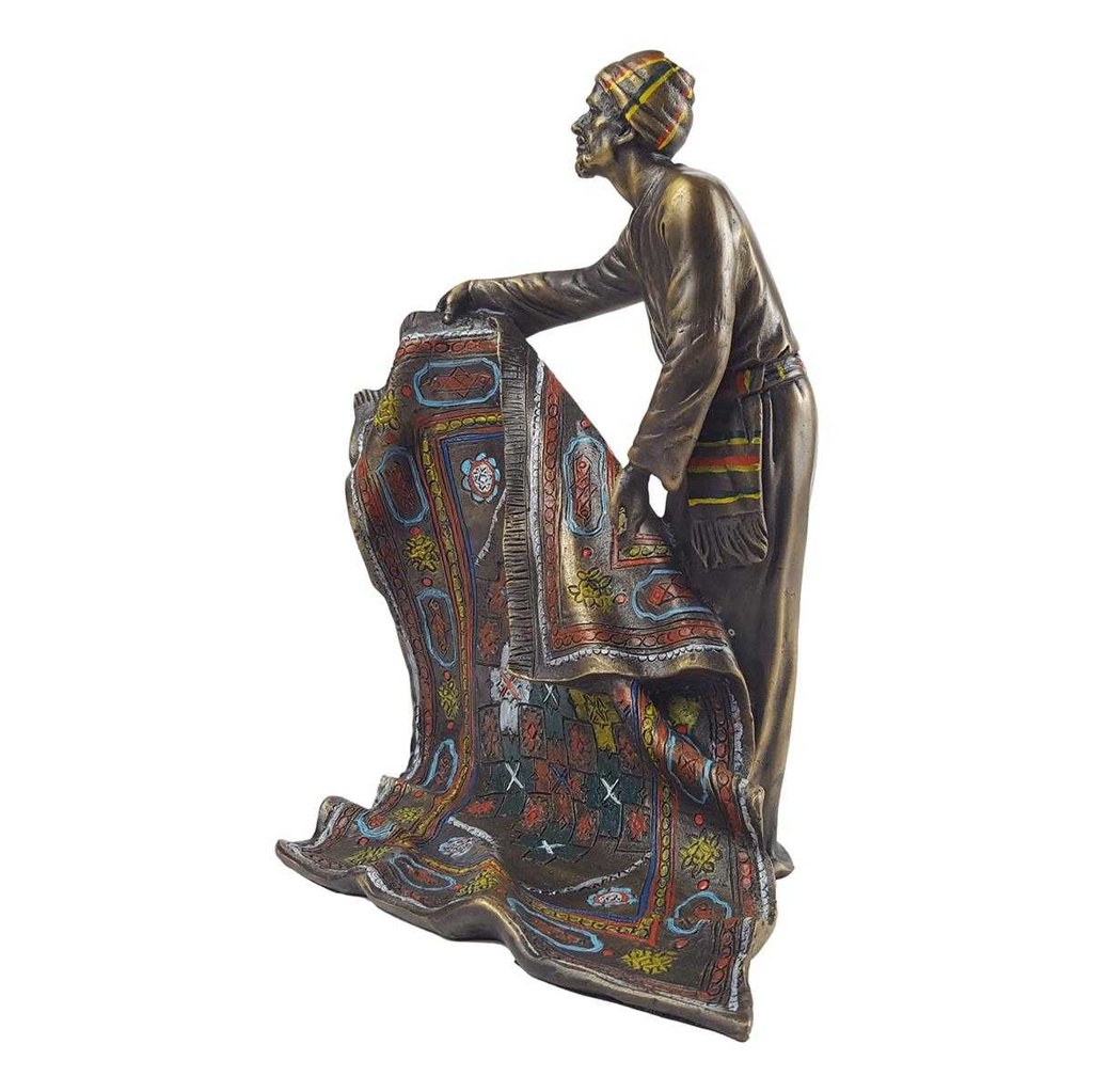 [LA-45688] Bronzeskulptur Bronzefigur Arabischer Teppichverkäufer Teppichhändler Bunt Bild 5
