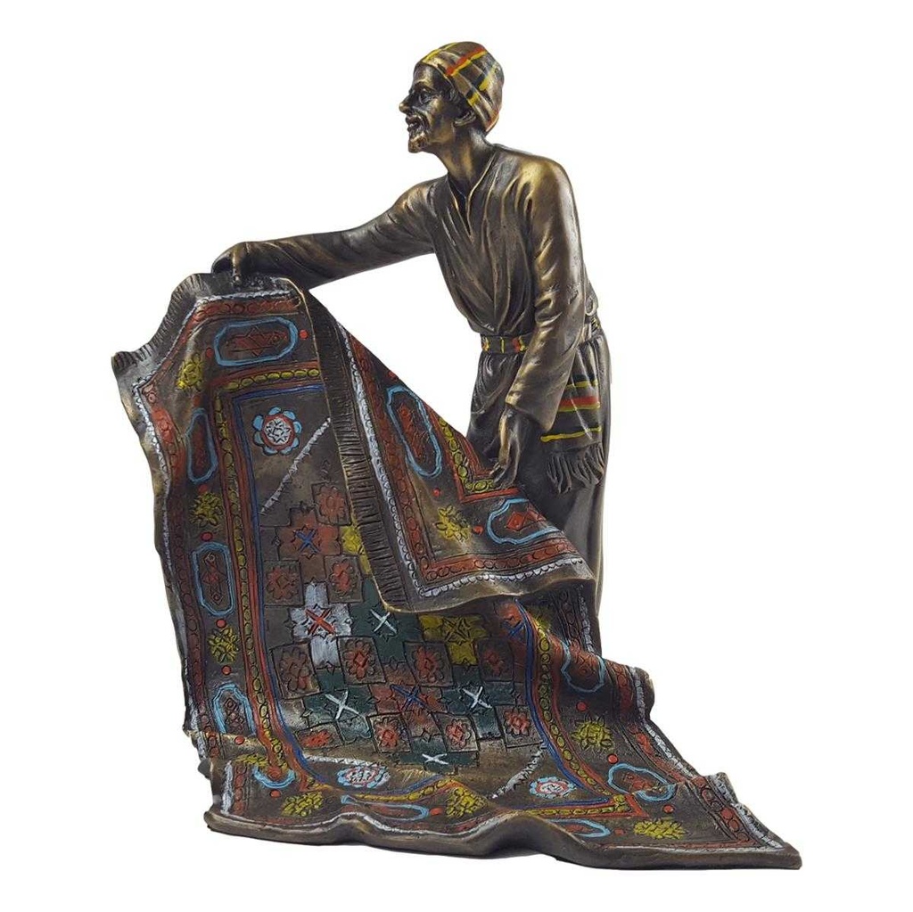 [LA-45688] Bronzeskulptur Bronzefigur Arabischer Teppichverkäufer Teppichhändler Bunt Bild 6