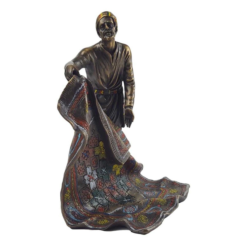 [LA-45688] Bronzeskulptur Bronzefigur Arabischer Teppichverkäufer Teppichhändler Bunt Bild 7