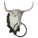 [LA-45772] Handtuchhalter Handtuchring weißer Kuhkopf Figur Skulptur Motiv Gusseisen Bild 3