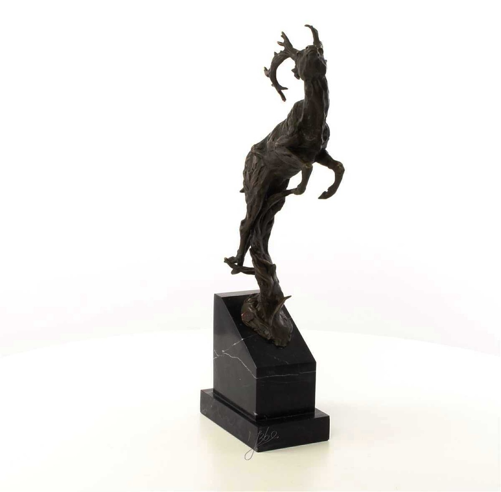 [LA-45946] Bronzeskulptur Bronzefigur Springender Hirsch Bild 3
