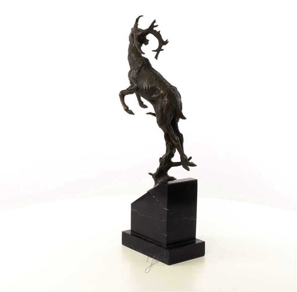 [LA-45946] Bronzeskulptur Bronzefigur Springender Hirsch Bild 10