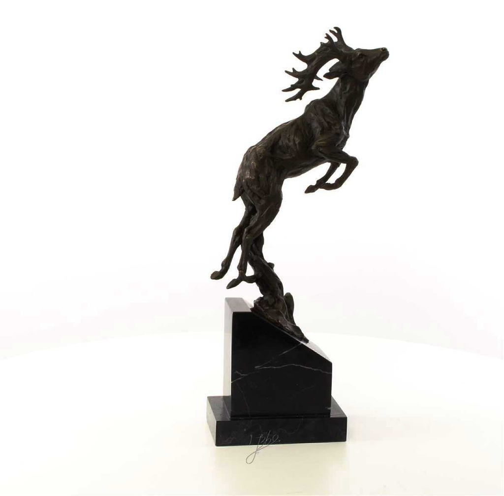 [LA-45946] Bronzeskulptur Bronzefigur Springender Hirsch Bild 15