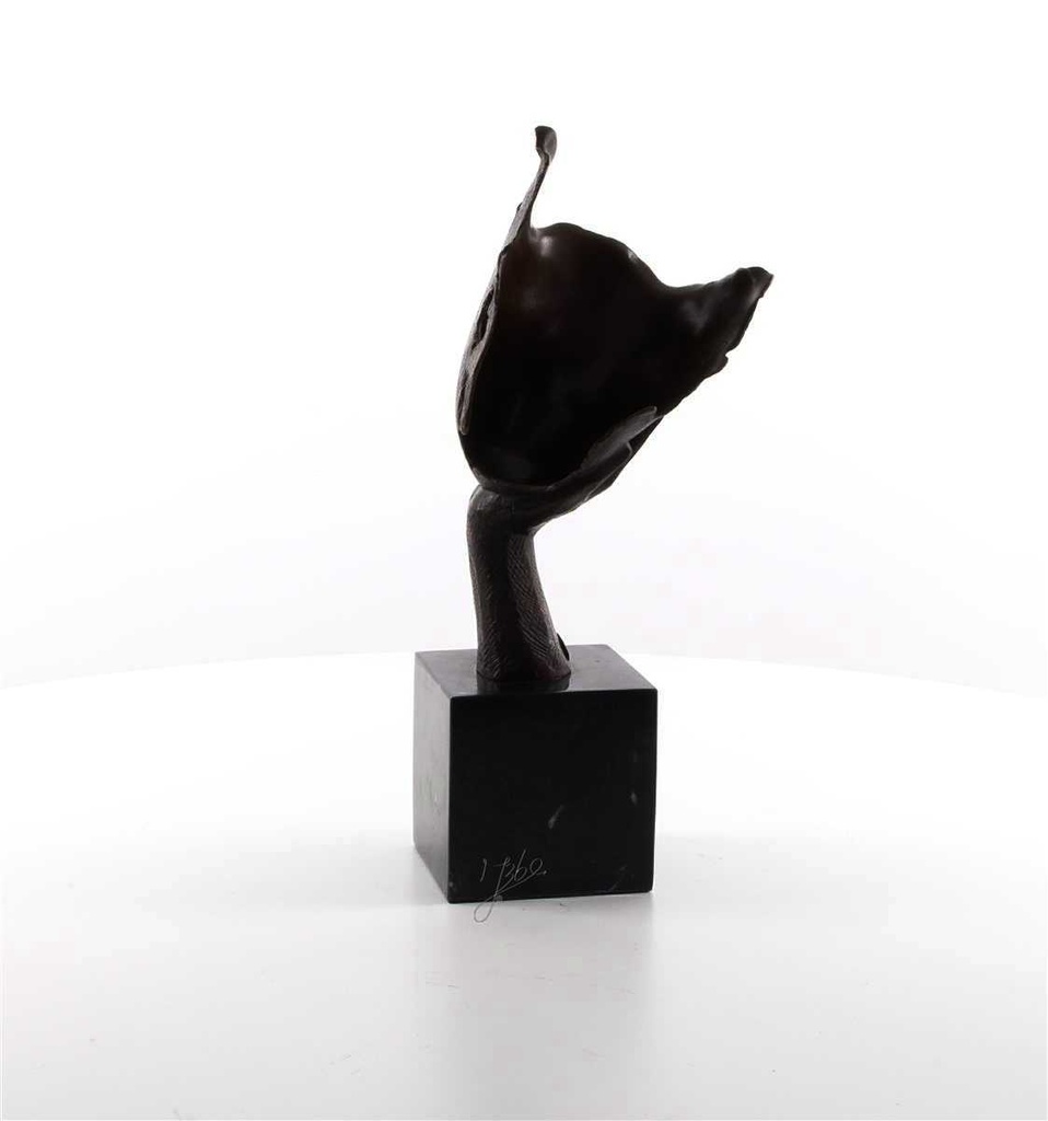[LA-45948] Bronzeskulptur Bronzefigur Ruhendes Gesicht auf Handfläche Bild 8