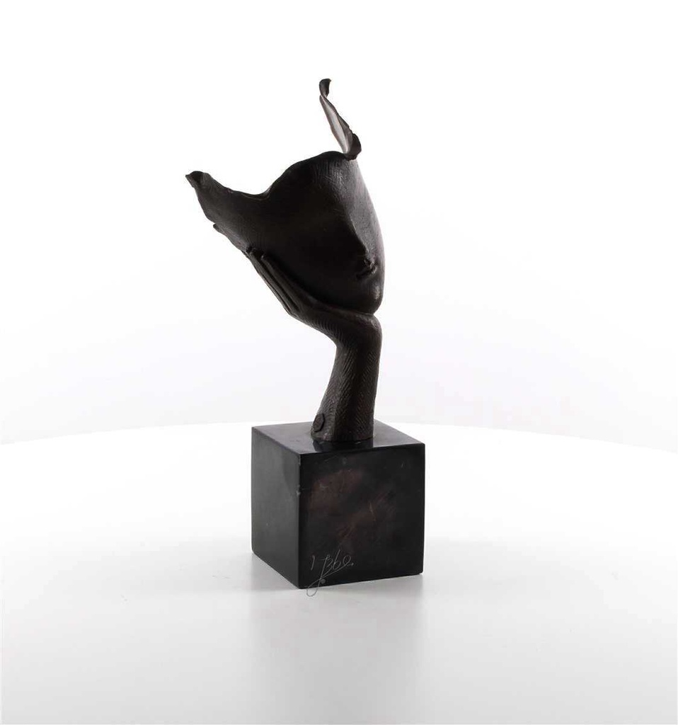 [LA-45948] Bronzeskulptur Bronzefigur Ruhendes Gesicht auf Handfläche Bild 15