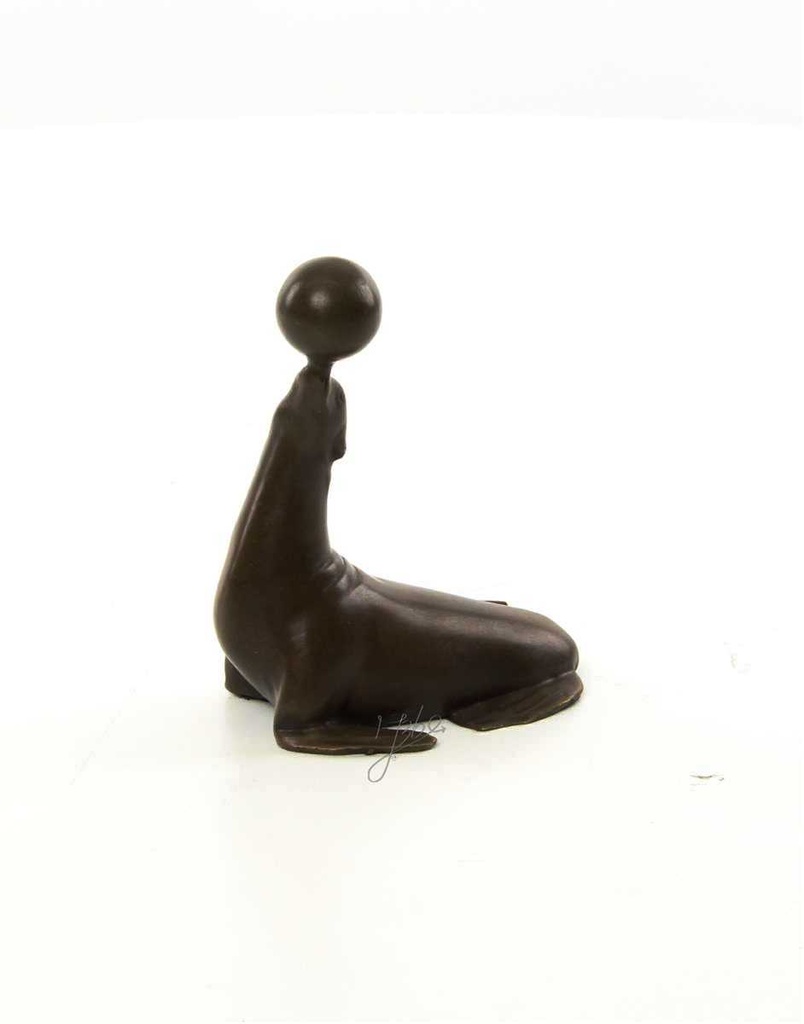 [LA-45949] Bronzeskulptur Bronzefigur Statue Seelöwe Balanciert Einen Ball H 11,5 cm Bild 3