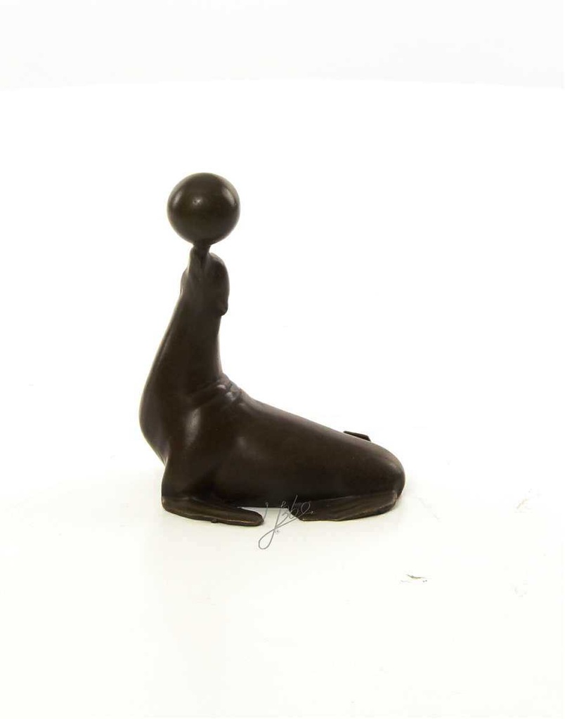 [LA-45949] Bronzeskulptur Bronzefigur Statue Seelöwe Balanciert Einen Ball H 11,5 cm Bild 4