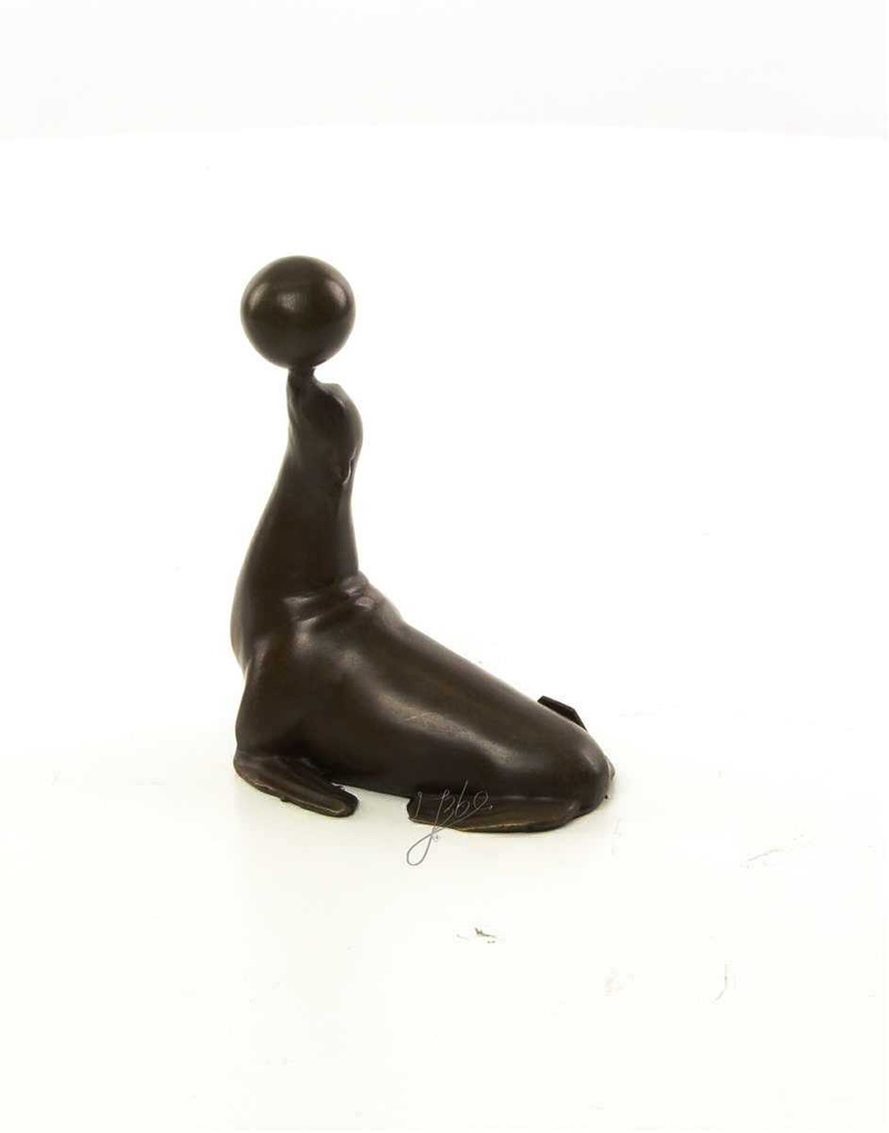 [LA-45949] Bronzeskulptur Bronzefigur Statue Seelöwe Balanciert Einen Ball H 11,5 cm Bild 5