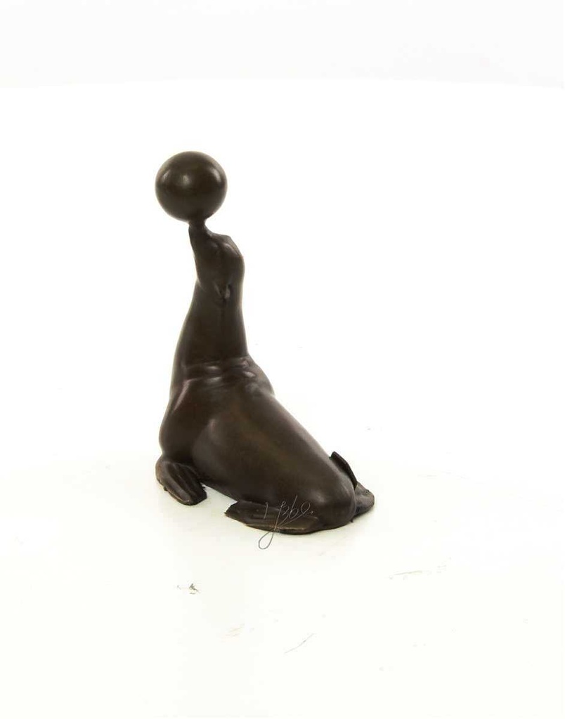 [LA-45949] Bronzeskulptur Bronzefigur Statue Seelöwe Balanciert Einen Ball H 11,5 cm Bild 6