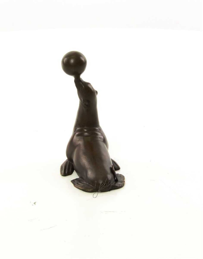 [LA-45949] Bronzeskulptur Bronzefigur Statue Seelöwe Balanciert Einen Ball H 11,5 cm Bild 7