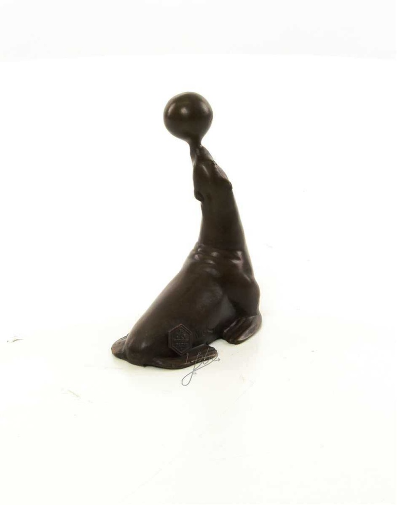 [LA-45949] Bronzeskulptur Bronzefigur Statue Seelöwe Balanciert Einen Ball H 11,5 cm Bild 9