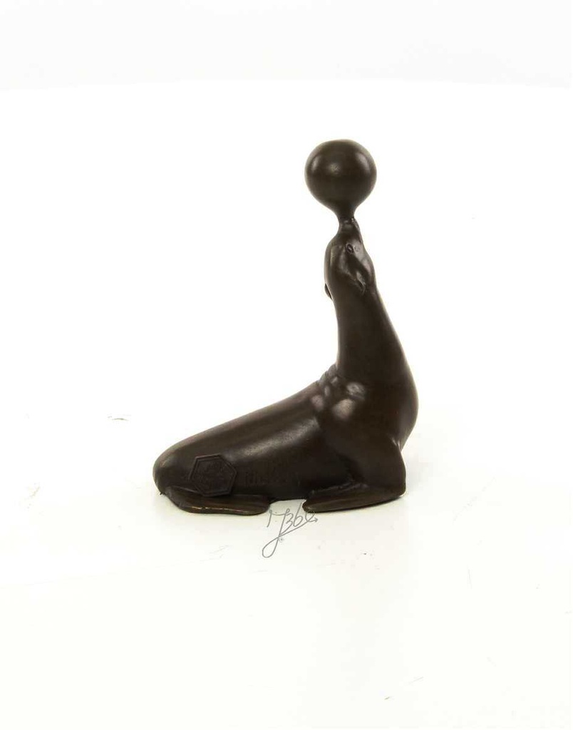 [LA-45949] Bronzeskulptur Bronzefigur Statue Seelöwe Balanciert Einen Ball H 11,5 cm Bild 11