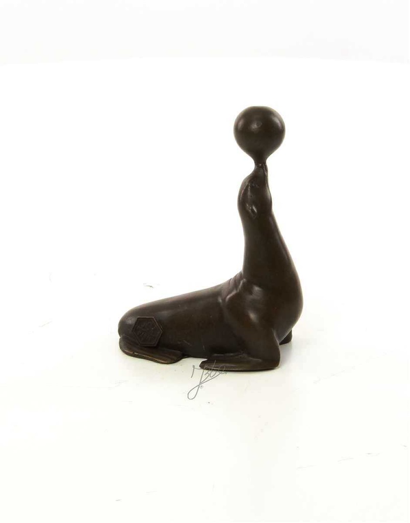 [LA-45949] Bronzeskulptur Bronzefigur Statue Seelöwe Balanciert Einen Ball H 11,5 cm Bild 12