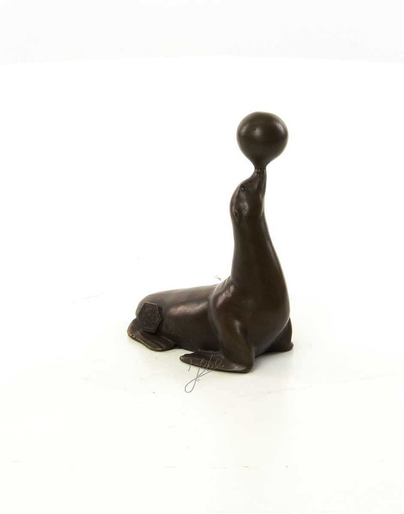[LA-45949] Bronzeskulptur Bronzefigur Statue Seelöwe Balanciert Einen Ball H 11,5 cm Bild 13
