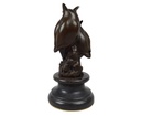 [LA-45962] Bronzeskulptur Bronzefigur Eule Uhu Sitzend auf Ast Abstrakt-Stil Bild 3