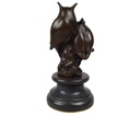 [LA-45962] Bronzeskulptur Bronzefigur Eule Uhu Sitzend auf Ast Abstrakt-Stil Bild 4