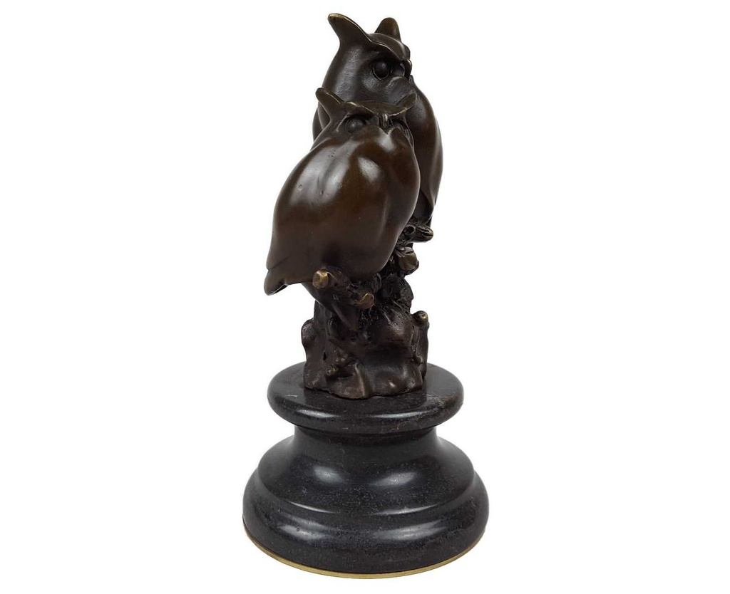 [LA-45962] Bronzeskulptur Bronzefigur Eule Uhu Sitzend auf Ast Abstrakt-Stil Bild 6