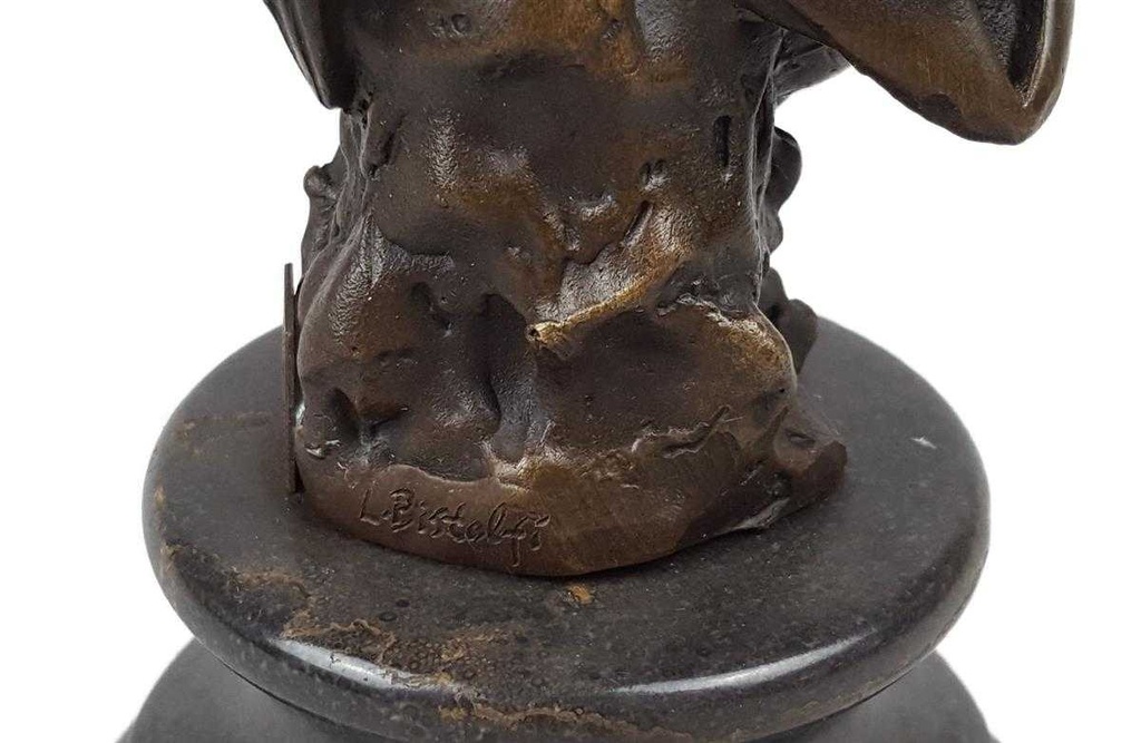 [LA-45962] Bronzeskulptur Bronzefigur Eule Uhu Sitzend auf Ast Abstrakt-Stil Bild 9