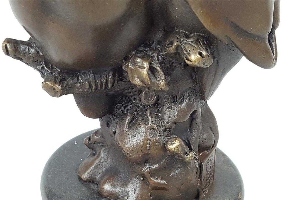 [LA-45962] Bronzeskulptur Bronzefigur Eule Uhu Sitzend auf Ast Abstrakt-Stil Bild 10