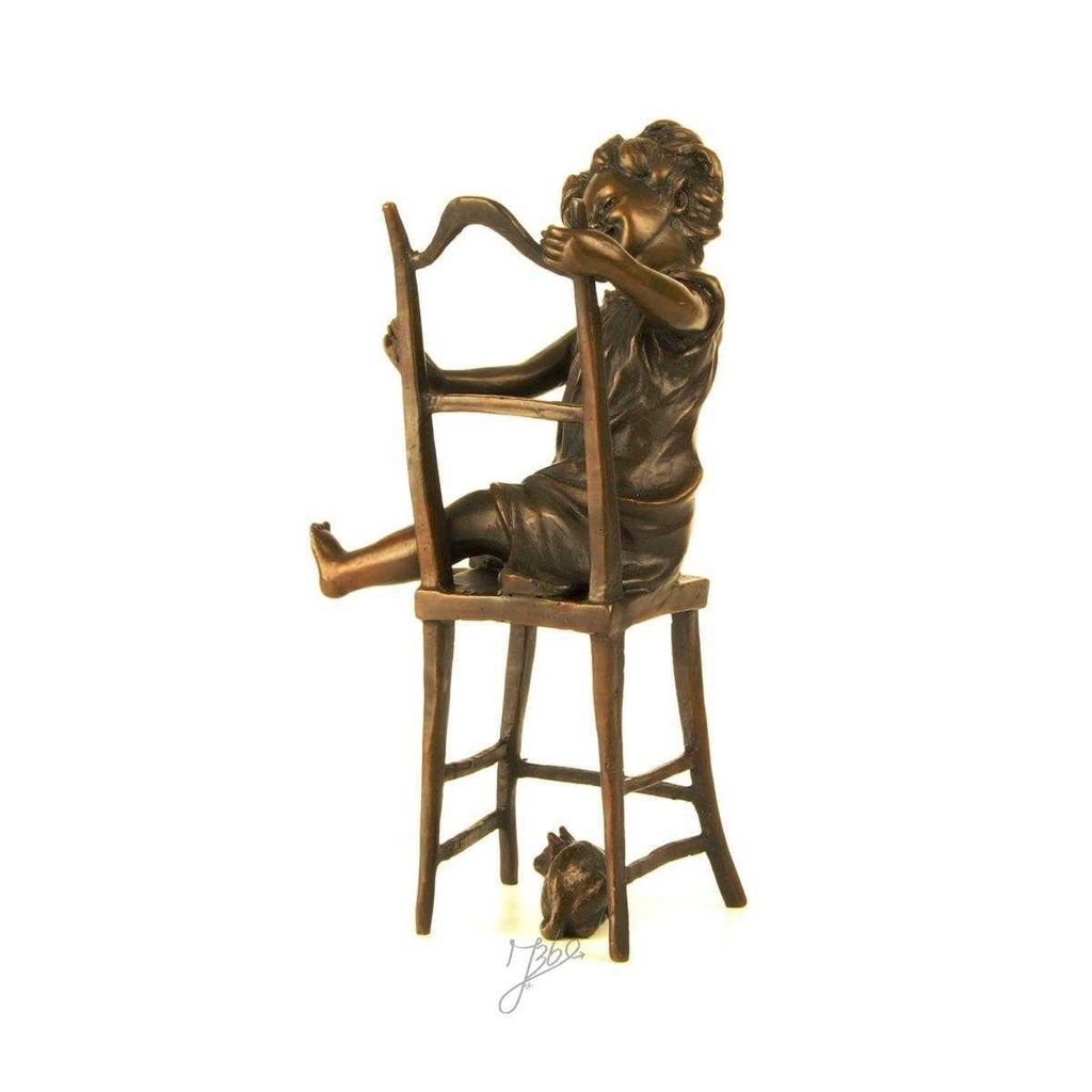 [LA-45970] Bronzeskulptur Bronzefigur Glückliche Katze Bild 6