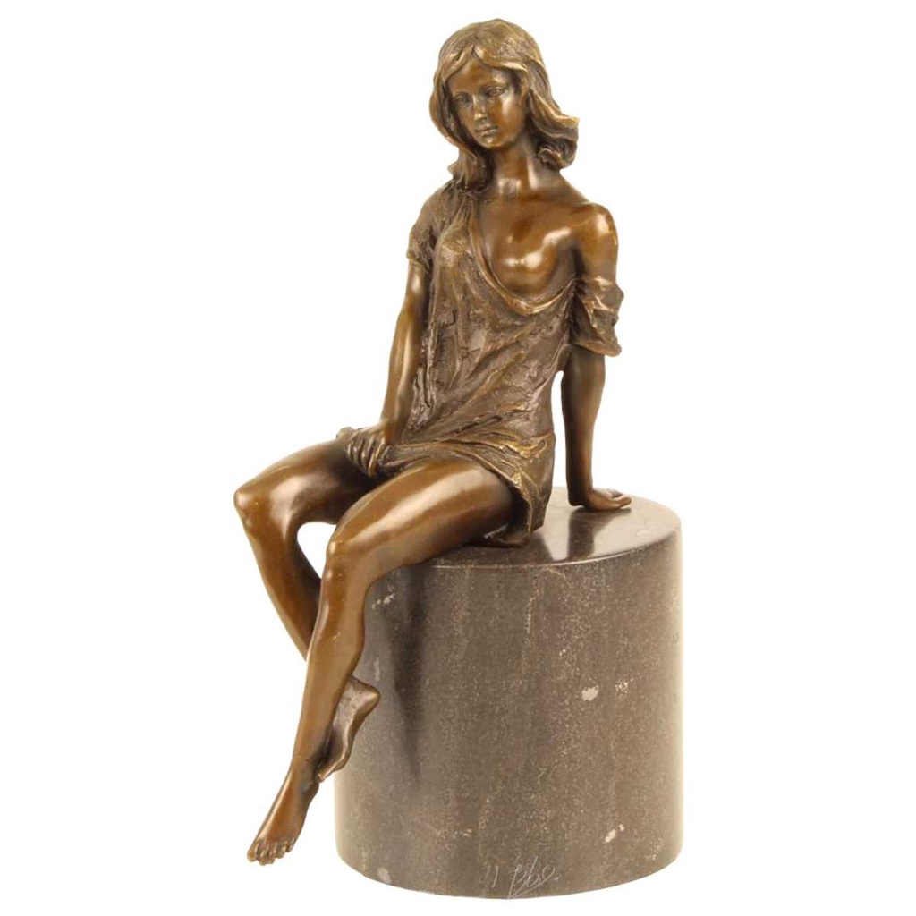 [LA-46017] Bronzeskulptur Bronzefigur Halbaktuell Weiblich Bild 2