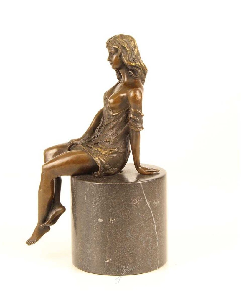 [LA-46017] Bronzeskulptur Bronzefigur Halbaktuell Weiblich Bild 4