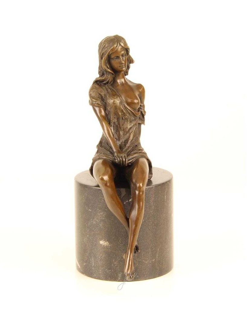 [LA-46017] Bronzeskulptur Bronzefigur Halbaktuell Weiblich Bild 15