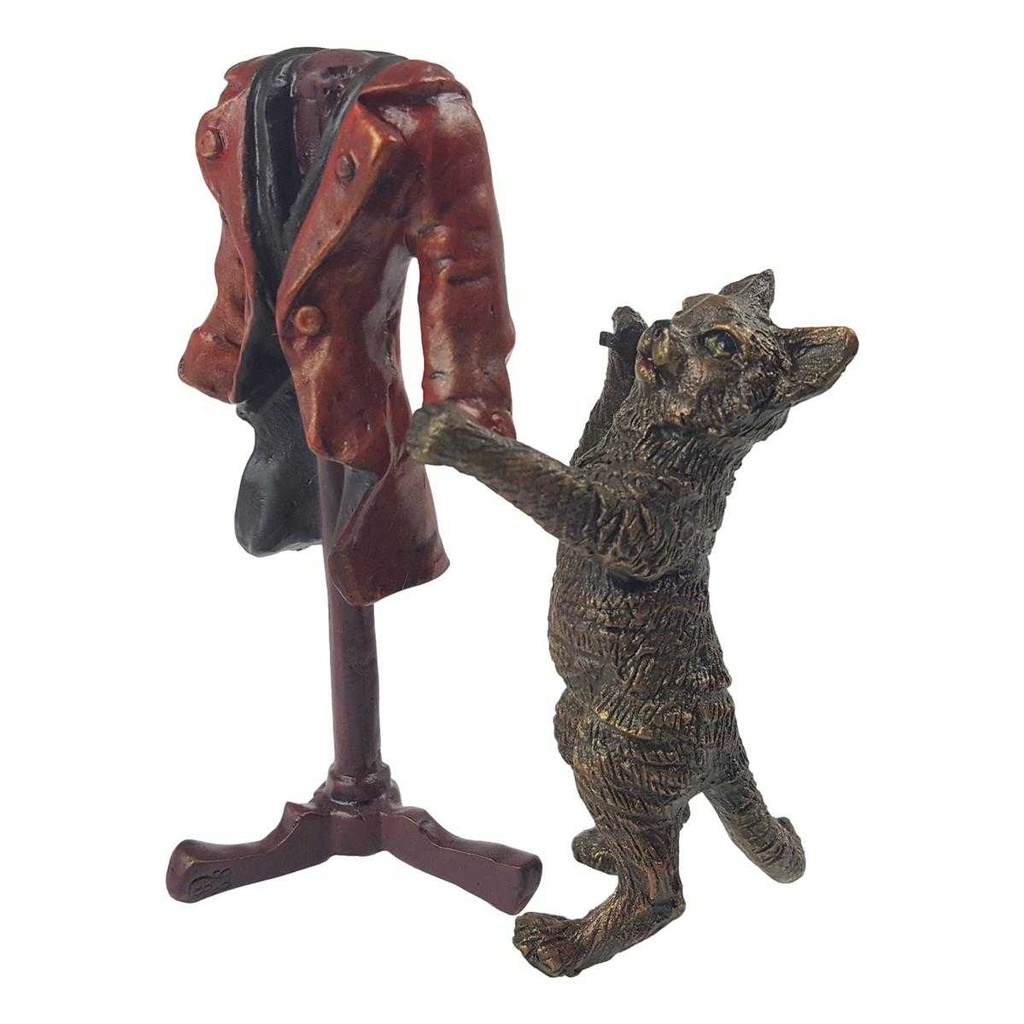 [LA-46031] Bronzeskulptur Bronzefigur Schneiderkatze Bild 4