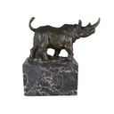 [LA-46070] Bronzeskulptur Bronzefigur Laufender Wandelnder Nashorn Bild 5