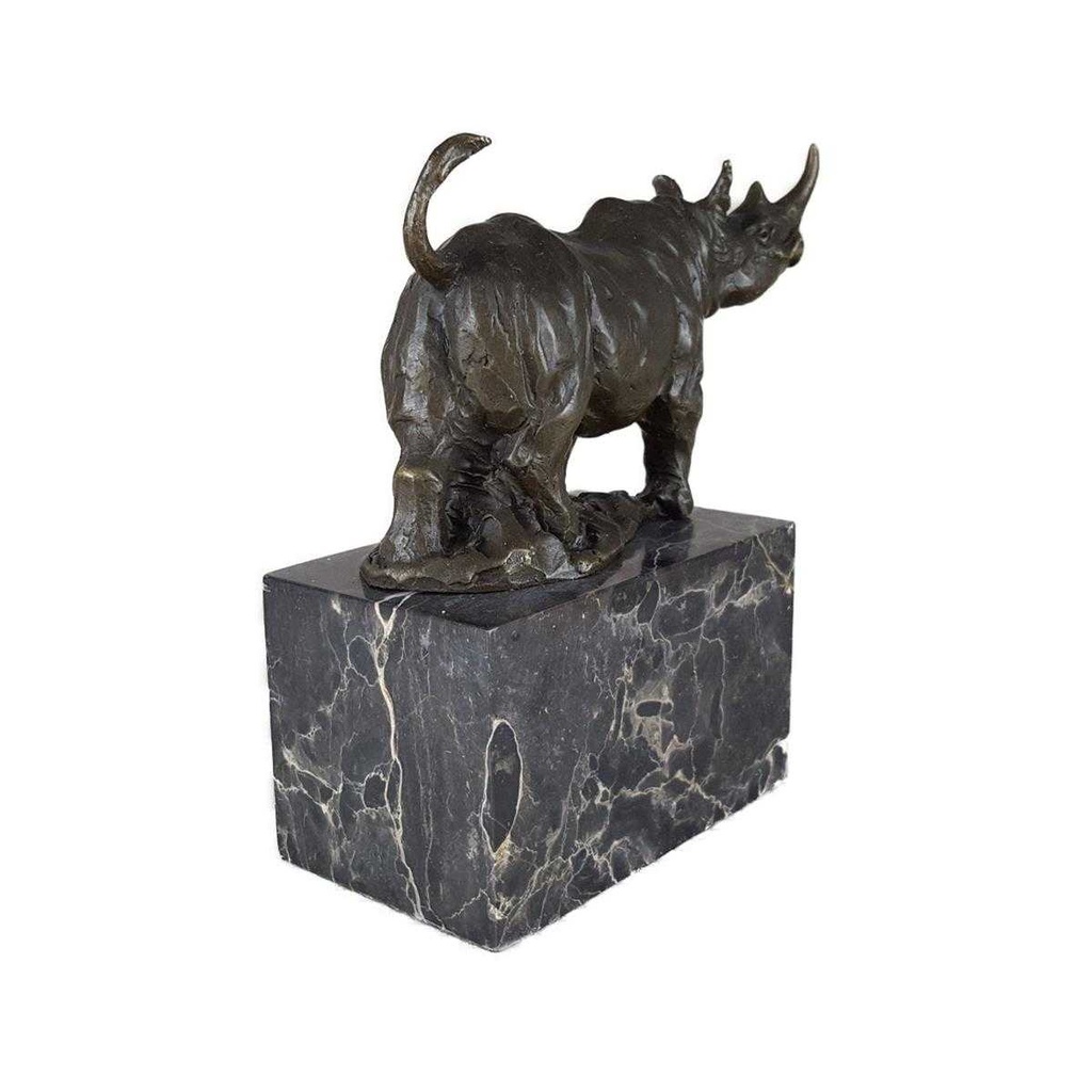 [LA-46070] Bronzeskulptur Bronzefigur Laufender Wandelnder Nashorn Bild 6