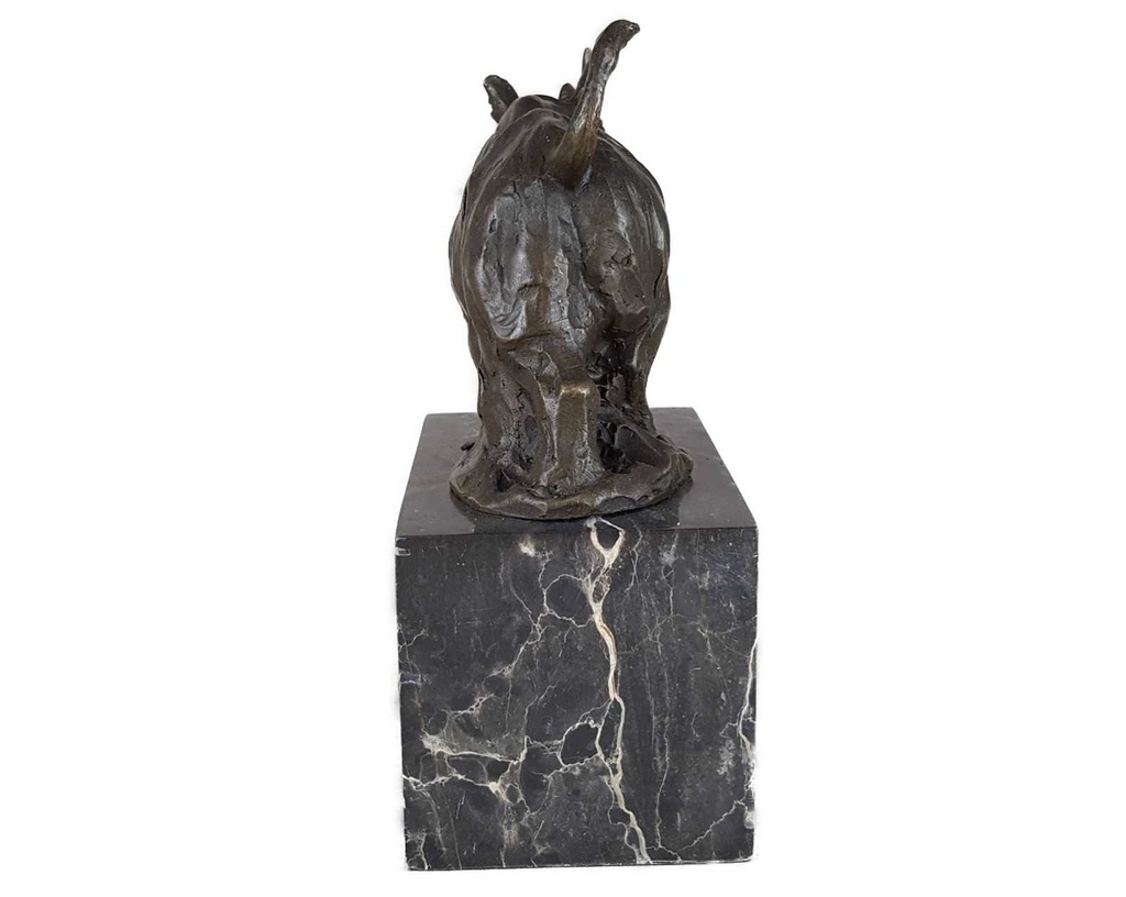 [LA-46070] Bronzeskulptur Bronzefigur Laufender Wandelnder Nashorn Bild 7