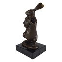 [LA-46073] Bronzeskulptur Bronzefigur Statue Kaninchen Mit Jungen H 16,1 cm Bild 3